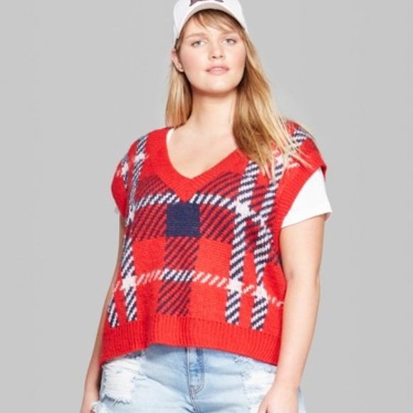 Wild Fable Plaid Oversized Sweater Vest 